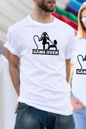 Playera para despedida de solteros "game over"
